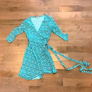 Turquoise & White Crossover dress